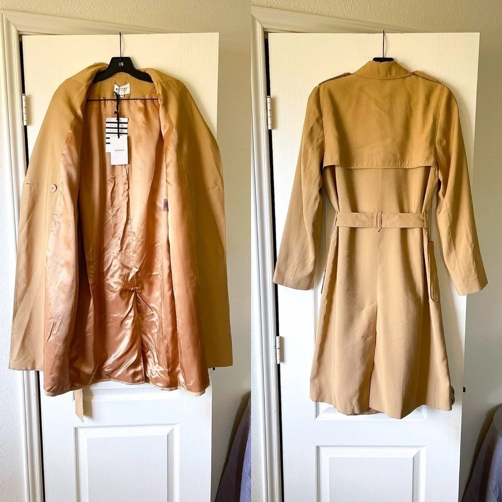 Sézane Oprah Trench Coat Belted Double-Breasted Beige Tan 36 NWT - Picture 5 of 8
